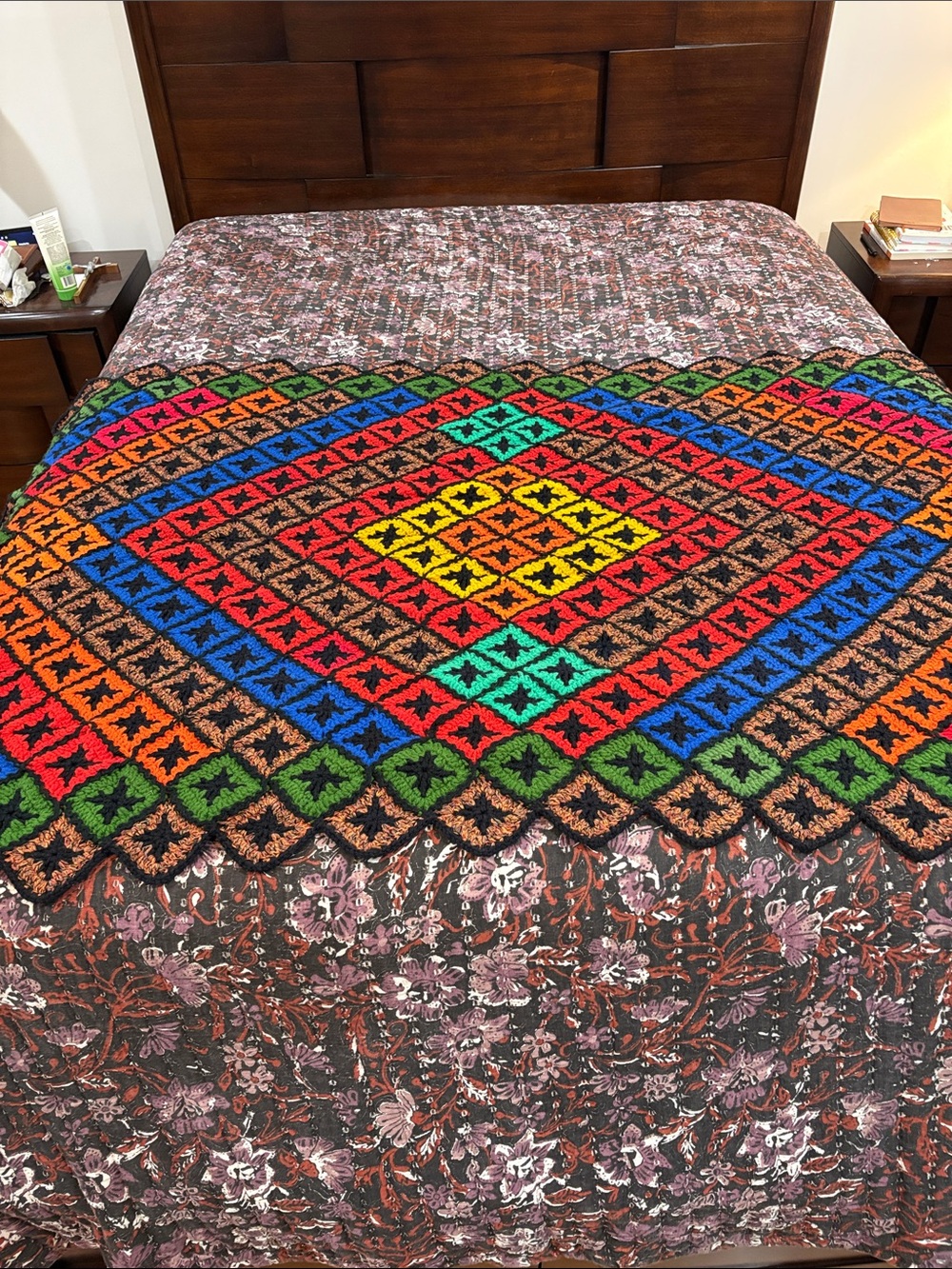 Handmade Multicolor Geometric Throw Blanket - Vintage